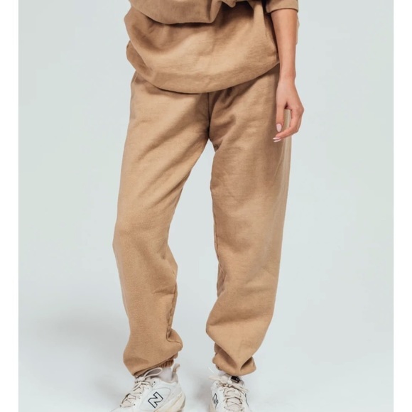 Less is More sweats SET XL sweatshirt sweatpants LessisMore tan lounge embroider - Picture 4 of 16